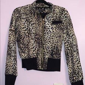 Members Only Leopard Cheetah Zip Jacket